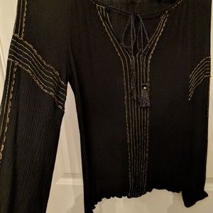 Black gold sequence blouse